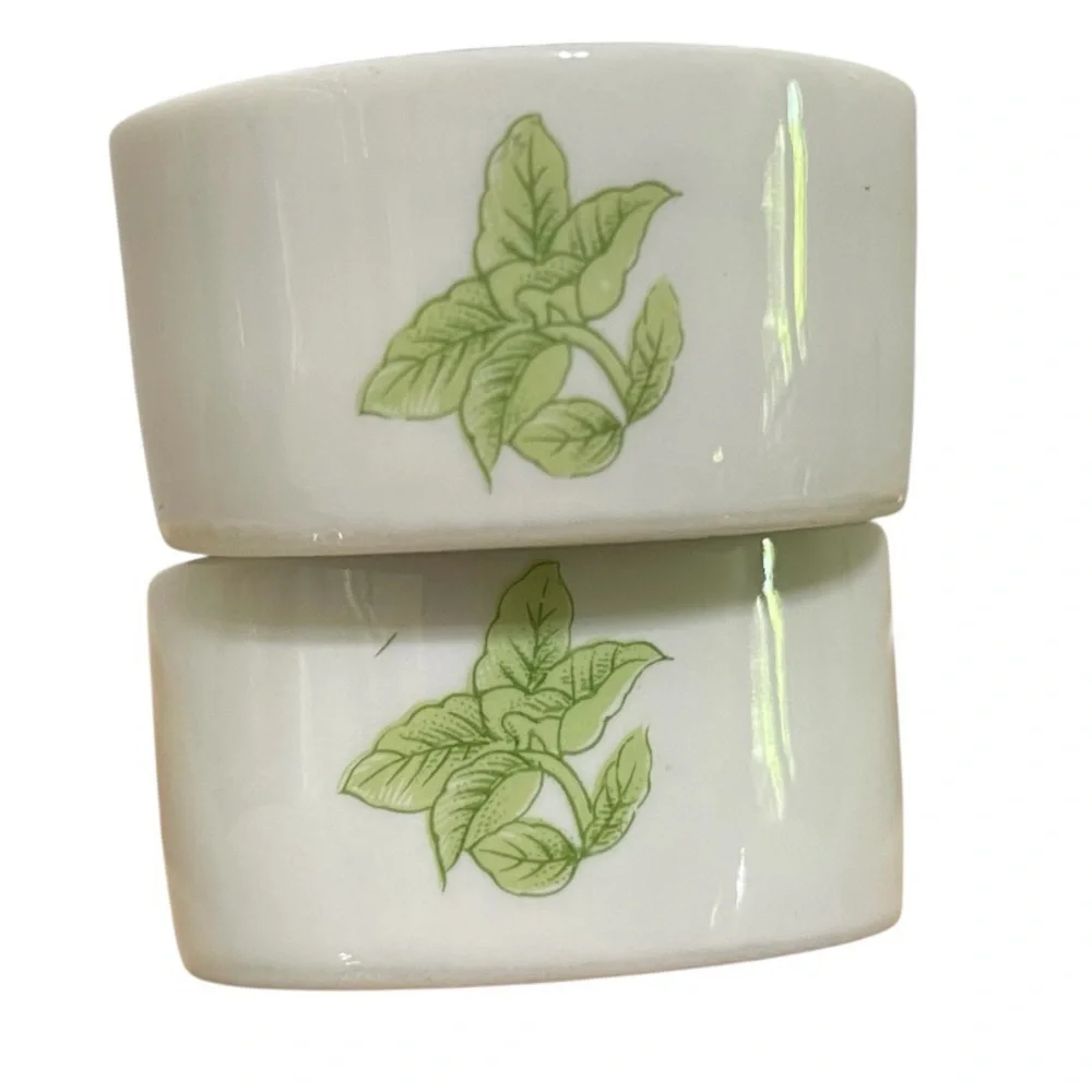 Vintage Herbs & Spices by Shafford Japan Porcelain Floral Napkin Rings Set of 4